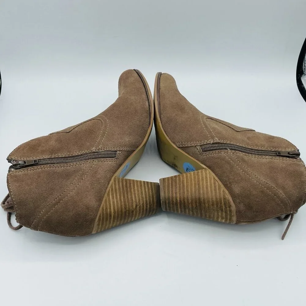Steve Madden Shoes Womens 7.5 M Brown Suede Leather Cian Bootie Western Fringe